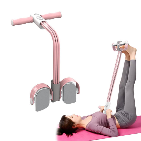 Multifunctional Pedal Puller Resistance Rope Multifunction Tension Rope Elastic Sit Up Equipment with 6-Tube Rope Abdominal and LegTrainer Yoga Tension Rope for Abdomen Waist(Color:Pink)