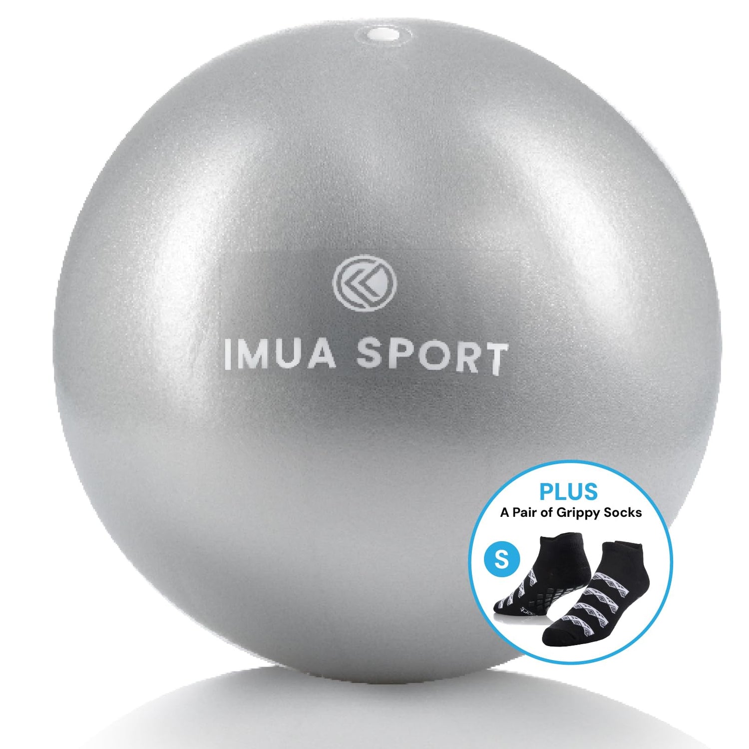 Imua Sport Barre Ball with Grippy Socks (S) - 9-inch Small Exercise Ball for Barre Yoga Pilates and More - Workout Guide Included