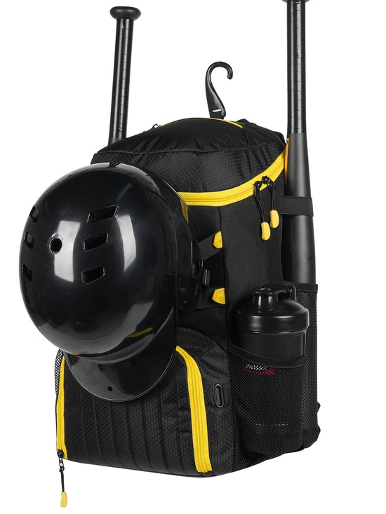 GRANDUP Baseball Softball soccerball Rugby Gym Yoga – Spacious and Versatile Sports Bags For All Ages Equipment Bags Black Yellow