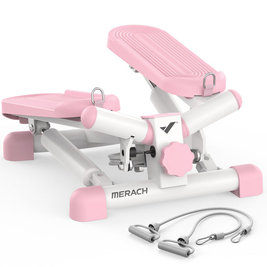 MERACH Mini Steppers for Exercise Twist Stepper with Resistance Bands 330LBS Capacity Stair Step Cardio Equipment for Full Body Workout