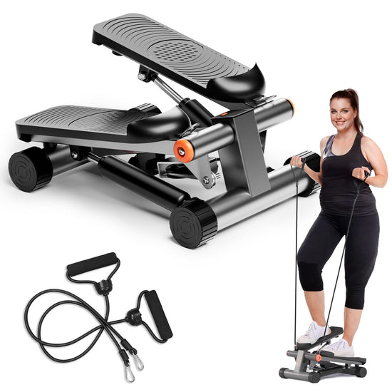 GORISE Steppers for Exercise at HomeAdjustable Height Stair Stepper with Resistance Bands Portable Stair Stepper Workout Machine Mini Stepper Exercise Equipment with LCD Monitor (Carbon Grey